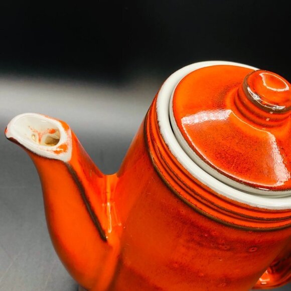 Beauceware Pottery Burnt Orange Coffee Pot Vintage Jean Cartier Artist Signed - Picture 2 of 12